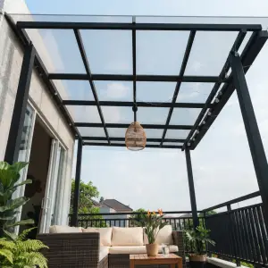 Kanopi Balkon Rangka Besi Atap Polycarbonate Transparan [4]
