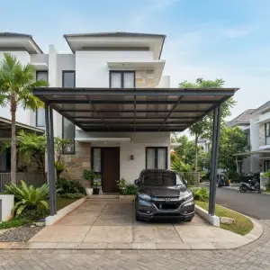 Kanopi Carport Besi Hollow Atap Polycarbonate Bronze