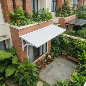 Kanopi Jendela Besi Bracket Lengkung Atap Gelombang Putih [4]