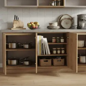 Kitchen Cabinet Kayu dengan Rak Terbuka dan Lemari Pintu [4]