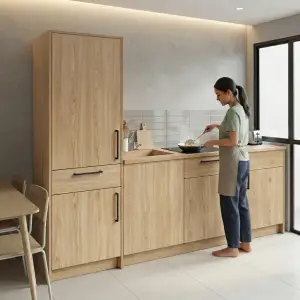 Kitchen Set Kayu Minimalis dengan Lemari Tinggi dan Laci Tarik [5]