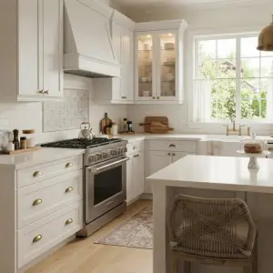 Kitchen Set Klasik Putih Shaker Style dengan Kitchen Island [4]