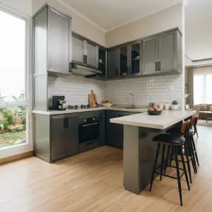 Kitchen Set L-Shape dengan Island Bar Top Granit [4]