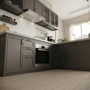 Kitchen Set L-Shape Shaker Style Finishing Doff Abu