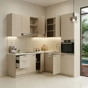 Kitchen Set Minimalis Finishing Woodgrain Krem [3]