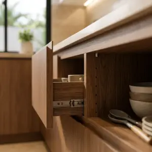 Kitchen Set Minimalis Kayu Walnut dengan Upper Cabinet [3]