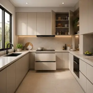Kitchen Set Minimalis U-Shape dengan Upper Cabinet [4]