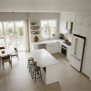 Kitchen Set Shaker Putih dengan Island dan Upper Cabinet [4]