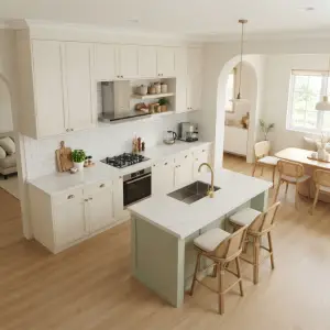 Kitchen Set Shaker Style Cream Sage Green dengan Island [3]
