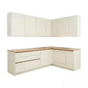 Kitchen Set Sudut Minimalis Finishing Doff Kombinasi Kayu [5]