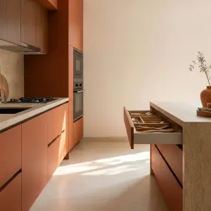 Kitchen Set Terracotta dengan Island dan Top Travertine [4]