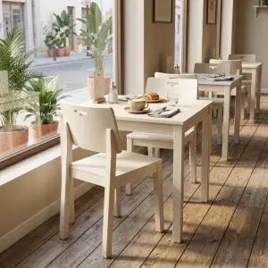 Kursi Cafe Kayu Sandaran Panel Off-White