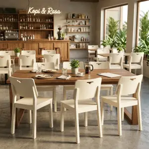 Kursi Cafe Kayu Sandaran Panel Off-White [3]