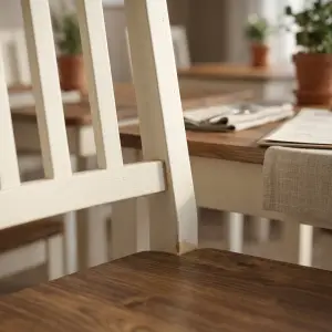 Kursi Cafe Kayu Slat Back Dua Tone Putih Natural [2]
