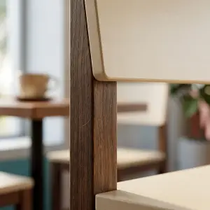 Kursi Cafe Kayu Solid Rangka Dark Walnut Dudukan Cream [2]
