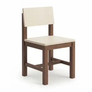 Kursi Cafe Kayu Solid Rangka Dark Walnut Dudukan Cream [5]