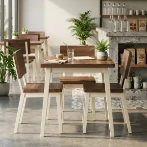 Kursi Cafe Kayu Walnut Kaki Cream Minimalis