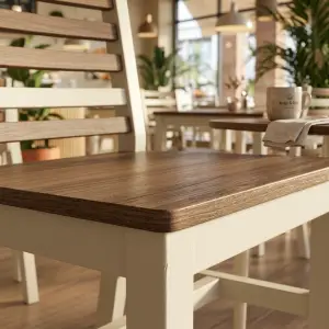 Kursi Cafe Ladder Back Two-Tone Walnut Cream [2]
