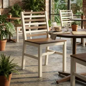 Kursi Cafe Ladder Back Two-Tone Walnut Cream [4]
