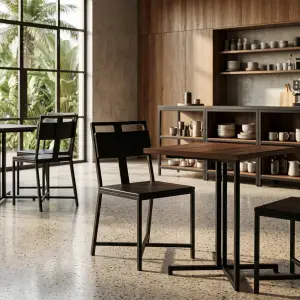 Kursi Cafe Rangka Besi Finishing Hitam Doff [2]