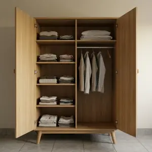 Lemari Pakaian 2 Pintu Skandinavia Finishing Oak Natural [2]