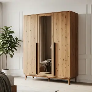 Lemari Pakaian 3 Pintu Finishing Oak dengan Cermin [2]