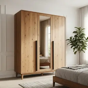 Lemari Pakaian 3 Pintu Finishing Oak dengan Cermin [4]