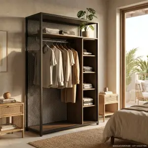 Lemari Pakaian Besi Kayu Industrial Open Wardrobe [2]