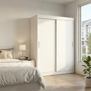 Lemari Pakaian Pintu Sliding 2 Pintu Finishing Putih [3]