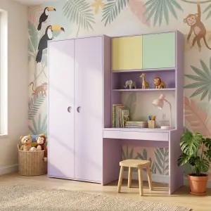 Lemari Pakaian Set Meja Belajar Anak Warna Pastel [4]