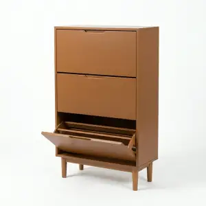 Lemari Sepatu Flip-Door Skandinavis 3 Pintu