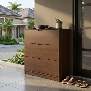 Lemari Sepatu Laci Flip Door Finishing Walnut [3]