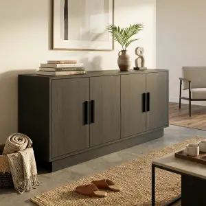 Lemari TV 4 Pintu Kayu Finishing Dark Oak [2]