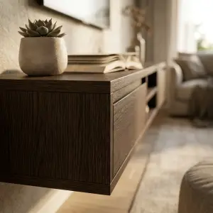 Lemari TV Gantung Kayu Finishing Wenge [2]