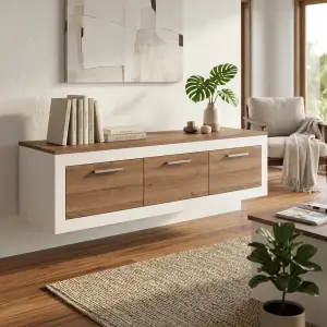 Lemari TV Gantung Minimalis Kayu Walnut 3 Pintu [4]
