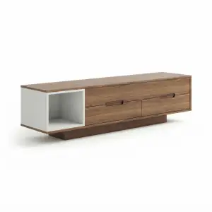 Lemari TV Kayu Minimalis Dua Laci dengan Open Shelf [5]