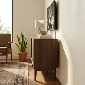 Lemari TV Sideboard Pintu Geser Gaya Mid-Century [2]