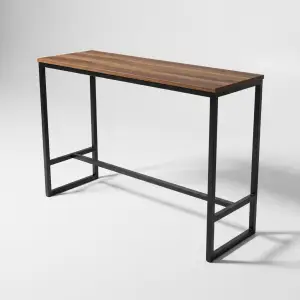Meja Bar Industrial Rangka Besi Hollow Top Walnut