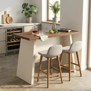 Meja Bar Panel Kaki Trapesium Top Kayu Walnut