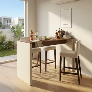 Meja Bar Panel Kayu Walnut Top [3]