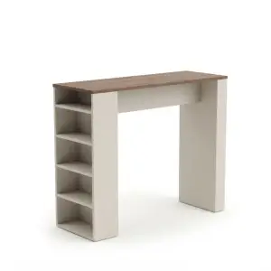Meja Bar Rak Samping Kayu Walnut dan MDF [5]