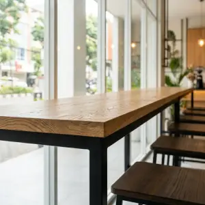 Meja Bar Rangka Besi Top Kayu [5]
