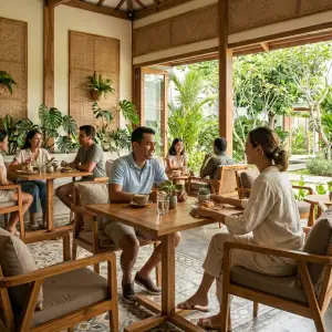 Meja Cafe Kayu Solid Kaki Silang [5]