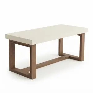 Meja Cafe Kayu Top HPL Kaki Bingkai Kotak [5]