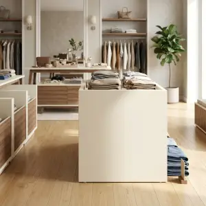 Meja Display Island Open Top Kombinasi Kayu dan HPL [3]