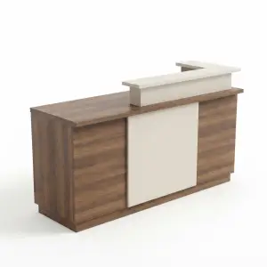 Meja Kasir Cafe Display Kaca Walnut Cream [5]