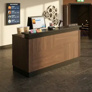 Meja Kasir Fluted Panel Walnut Top Hitam [3]