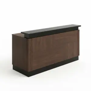 Meja Kasir Fluted Panel Walnut Top Hitam [5]