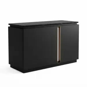 Meja Kasir Marble Top Finishing Matte Black dengan Aksen Rose Gold [5]