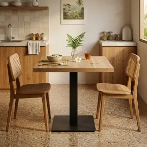 Meja Makan Kayu Kaki Besi Single Pedestal [4]